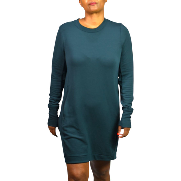 Athleta Coaster Luxe Sweatshirt Dress Green Pocket Pullover Tencel Jersey Medium - Picture 16 of 16